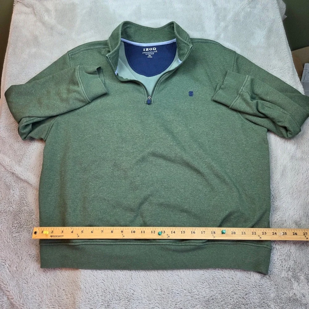 IZOD Quarter Zip Pullover Mens 2XL‎ Green Advantage Performance Stretch Heather
